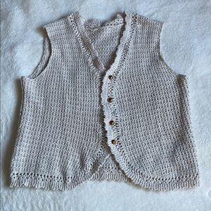 Cream Knit Button-Up Vest